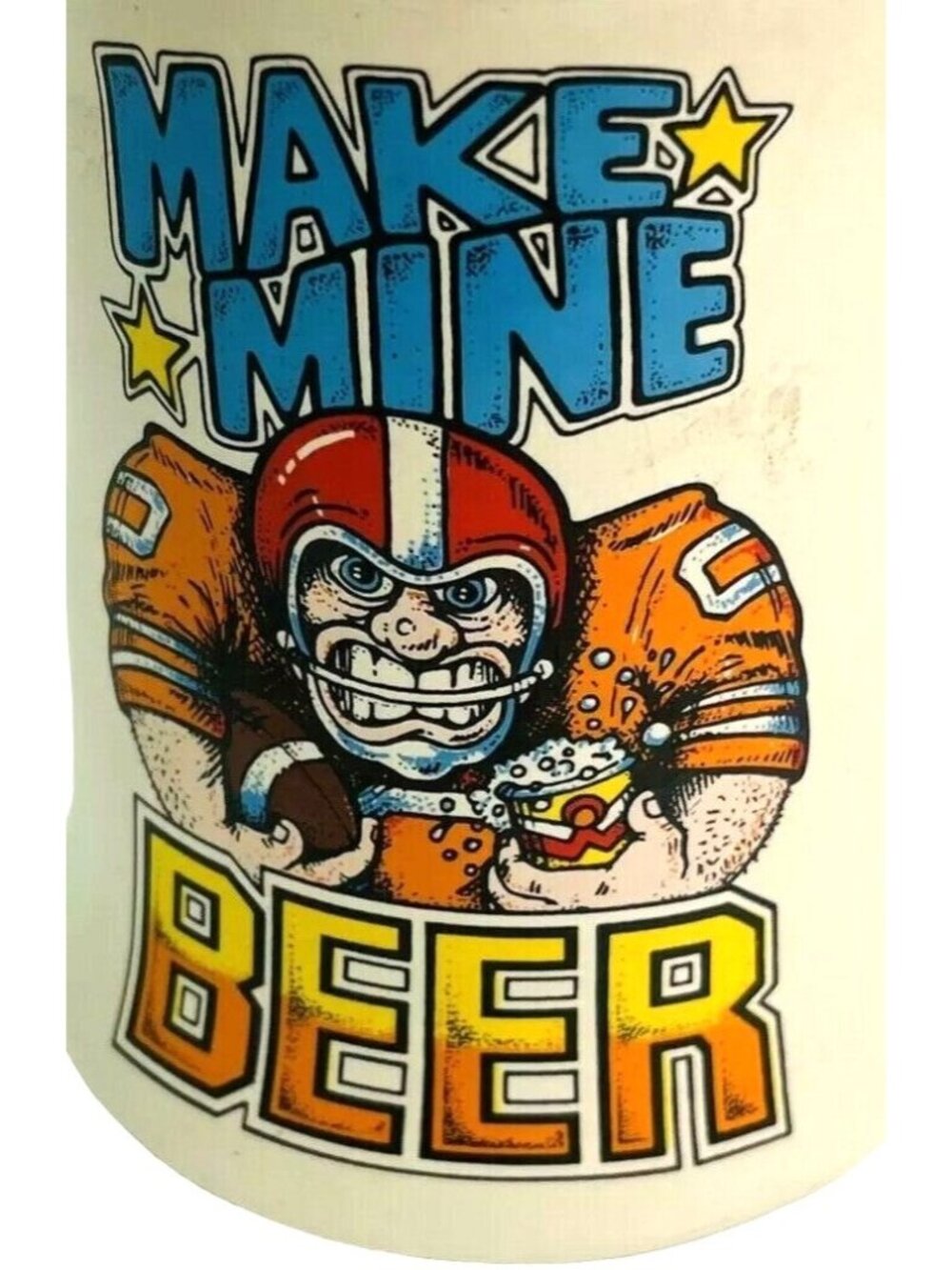 Vintage Make Mine Beer Stein Mug Football Wallace Berrie Co 5" 1982 #1738